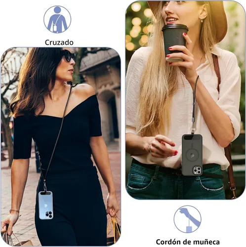 Vista 6 de CACOE Cordón para teléfono celular 2 piezas - 1 pieza correa ajustable para el cuello, 1 pieza correa de muñeca, 2 piezas almohadillas, cruzado