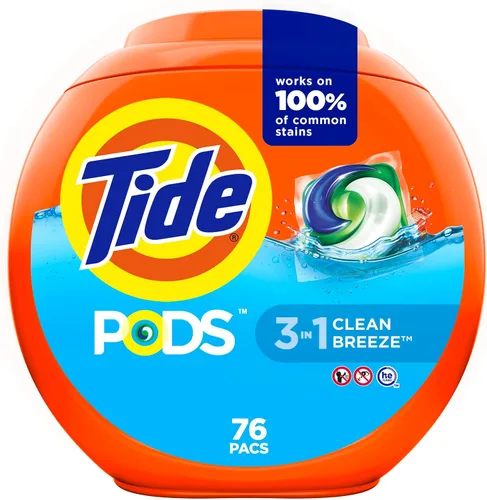 Vista 27 de Tide PODS detergente para ropa en cápsulas, removedor de manchas 3 en 1, combatiente de olores, protector de color, 42 unidades, compatible con HE