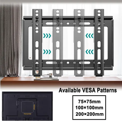 Vista 4 de Soporte fijo de pared para televisores y monitores de pantalla plana de 14 a 42 pulgadas, soporte universal de perfil bajo, VESA de hasta 7.874 x