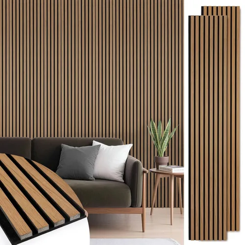 Vista 10 de Paneles de listones de madera acústica, paneles de pared de madera insonorizados, panel acanalado 3D para decoración de pared interior, sala