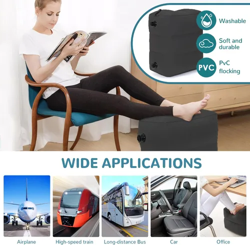 Vista 7 de Almohada Reposapiés Inflable Negro