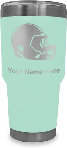 Vista 18 de LaserGram Vaso aislado al vacío de 20 onzas, casco de fútbol, grabado personalizado incluido (morado claro)