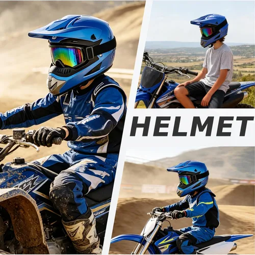 Vista 2 de Youth Dirt Bike ATV Off Road Motorcycle Helmets DOT Approved CS-MetalBlue