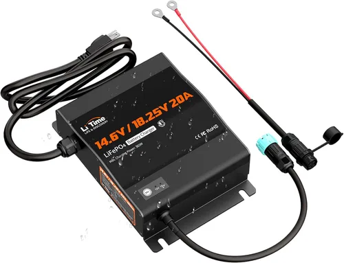 Vista 10 de LiTime Cargador de batería LiFePO4 de 12V/16V 5A, impermeable, salida