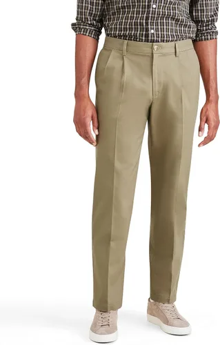Vista 20 de Classic Fit Signature - Pantalones Iron Free de color caqui con Stain Defender - Plisados (Regular y Big & Tall)