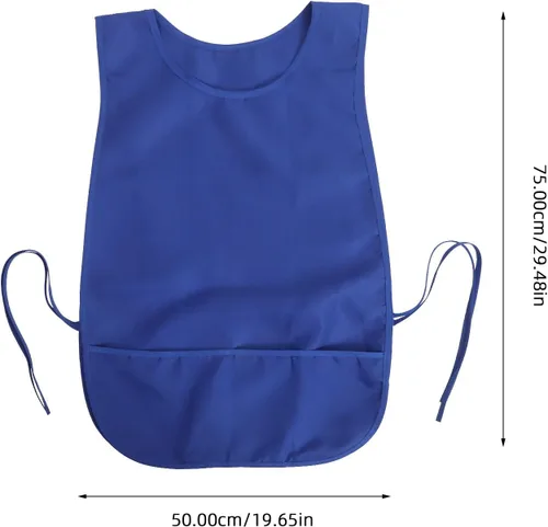 Vista 7 de minkissy Delantal sin mangas de poliéster impermeable con bolsillo negro y azul delantal para cocina, restaurante y estilista uso para hombres