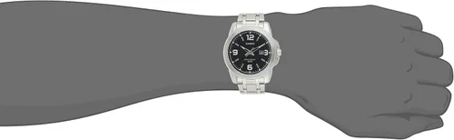 Vista 5 de Casio MTP1314D-1AV Reloj de cuarzo de acero inoxidable plateado con esfera negra para hombre