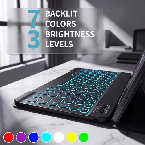 Vista 6 de Funda con teclado retroiluminado para Samsung Galaxy Tab A9 Plus de 11 pulgadas 2023 (SM-X210/X216/X218) con protector de pantalla, teclado