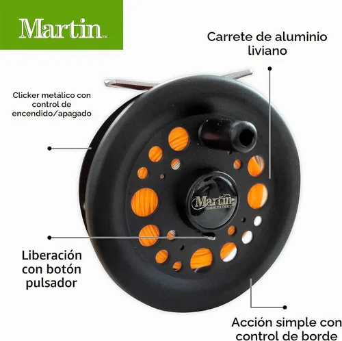 Vista 4 de [Usado] Martin - Kit completo de pesca con mosca, caña de pescar con mosca de 3 piezas de 8 pies 5/6 de peso, carrete de control de borde