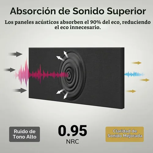 Vista 2 de TONOR Paneles acústicos grandes de fibra de vidrio, paneles acústicos de 39.4 x 19.7 x 1.6 pulgadas, paneles acústicos absorbentes de sonido