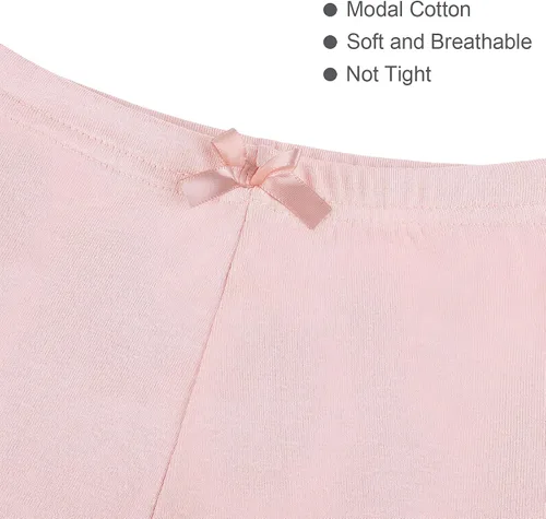 Vista 3 de Ruisita Paquete de 6 pantalones cortos de modal para niñas, pantalones cortos de baile para niñas, pantalones cortos de bicicleta debajo del vestido