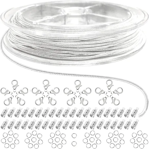 Vista 24 de Jishi Cadena de serpiente de oro de 33 pies de 0.047 in, cadenas para hacer joyas, collares, pulseras, suministros de joyería, hallazgos – Rollo