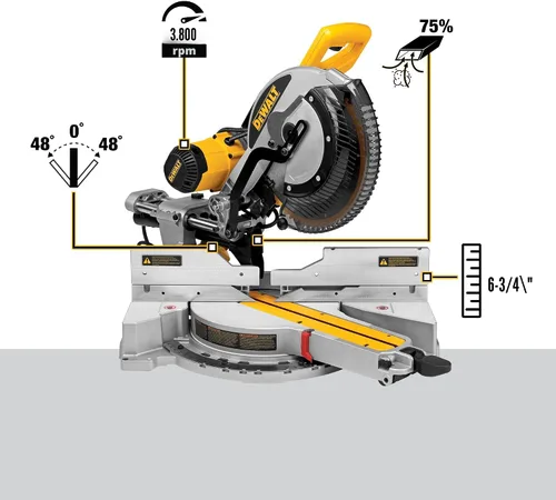 Vista 3 de DEWALT Sierra ingletadora compuesta deslizante, 12 pulgadas (DWS779)
