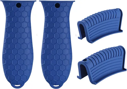 Vista 11 de 4 soportes de silicona para herramientas calientes, resistente al calor, mango de utensilios de cocina, agarraderas de goma antideslizantes, fundas