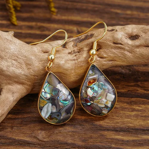 Vista 3 de Aretes de piedra natural para mujer, con piedras curativas, hipoalergénicas, ligeros, colgantes de múltiples estilos, joyería para regalo de fiesta