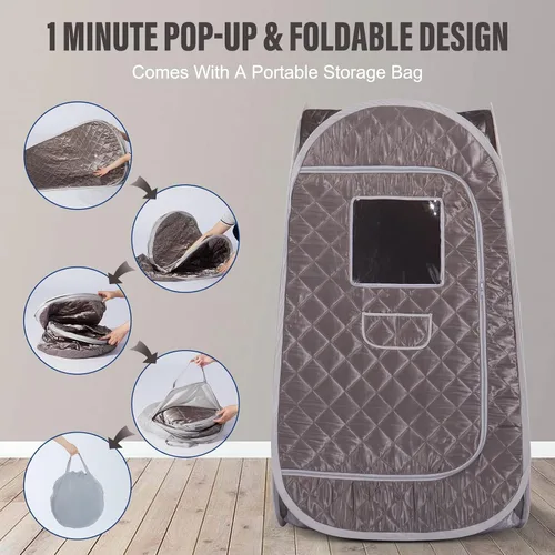Vista 5 de Smartmak Sauna de vapor portátil, spa personal de cuerpo completo, tienda de campaña de sauna plegable con generador de vapor grande de 3L y 1000 W