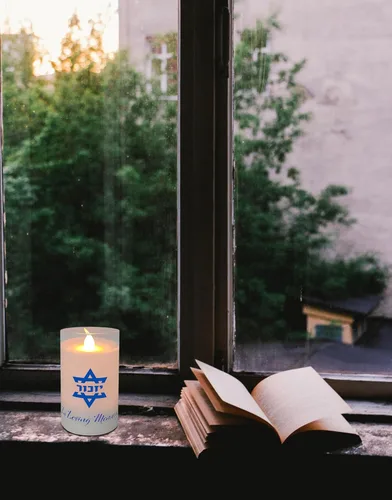 Vista 5 de Ner Mitzvah Vela eléctrica Yahrzeit - Velas votivas LED - Vela conmemorativa sin llama