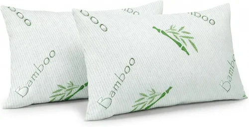 Vista 9 de OMEO Paquete de 2 almohadas de rayón de tamaño estándar derivado de bambú para dormir de espuma viscoelástica triturada para dormir de lado, espalda