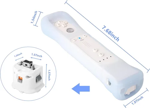 Vista 3 de Paquete de 2 adaptadores Motion Plus con funda de silicona Sensor W para control remoto Nintendo Wii, adaptador Acelerador Motion Plus (blanco)