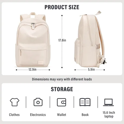 Vista 6 de HOMIEE Mochila ligera para laptop de uso casual, se adapta a computadoras de 15.6 pulgadas, resistente al agua, pequeña, linda, unisex, mochila