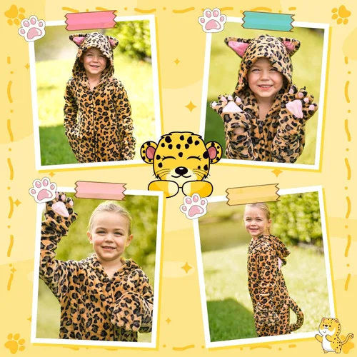 Vista 6 de GIFTINBOX Cat Costume For Girls, Cat Noir Costume, Onesie Black Cat Costume for Kids, Halloween Costumes for Kids Girls