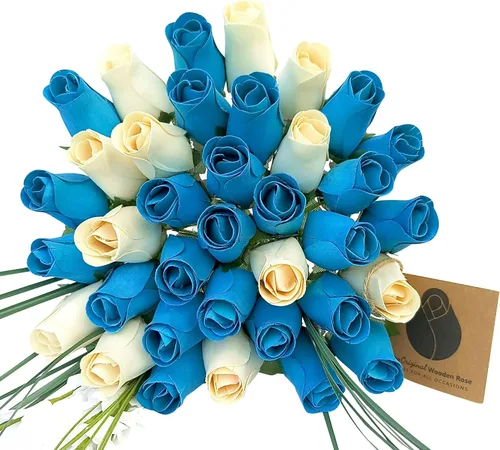 Vista 18 de Ramos originales de rosas de madera en 1, 2, o 3 docenas, Madera de abedul, 1 Docena