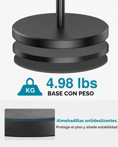 Vista 4 de InnoGear Soporte de micrófono telescópico, altura ajustable de 22 a 68 pulgadas, soporte de micrófono con base ponderada en el suelo, soporte