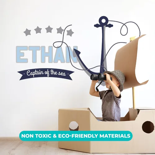 Vista 5 de Calcomanías de pared de anclaje personalizadas para bebé niño, nombre personalizado para decoración de pared de guardería, calcomanía de pared
