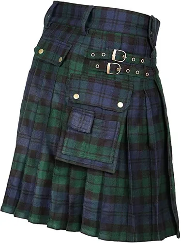 Vista 3 de Kilts de tartán escocés para hombre disfraz tradicional pesado de las tierras altas para hombres faldas irlandesas modernas vestido formal