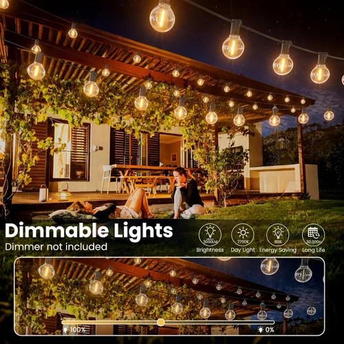Vista 9 de RTTY Luces de Cadena para Exteriores de 25 pies, Luces Globo LED G40 para Patio con 13 Bombillas de Plástico, Irrompibles Impermeables Conectables