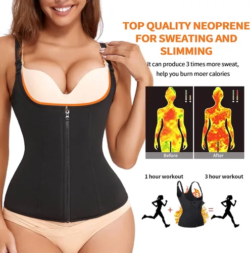 Vista 6 de Waist Trainer Women Cincher Corset - Vest Trimmer Body Shaper - Shapewear Sports Girdle Sweat Belt Tank Top with Strap