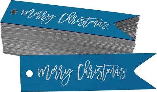 Vista 58 de Etiquetas colgantes con texto en inglés «Merry Christmas» para botellas de papel de aluminio, paquete de 50 unidades Aqua Blue