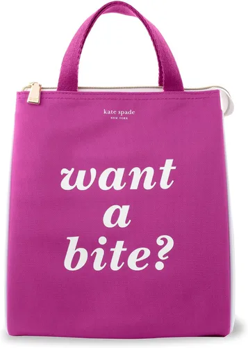 Vista 24 de Kate Spade New York Bolsa de Almuerzo Portátil Suave Refrigeradora, Bolso Térmico con Forro Interior Aislante Plateado y Bolsillo de Almacenamiento