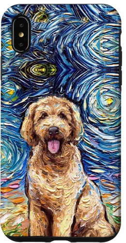 Vista 11 de Cute Goldendoodle Starry Night Doodle Dog Art by Aja Case for iPhone 17