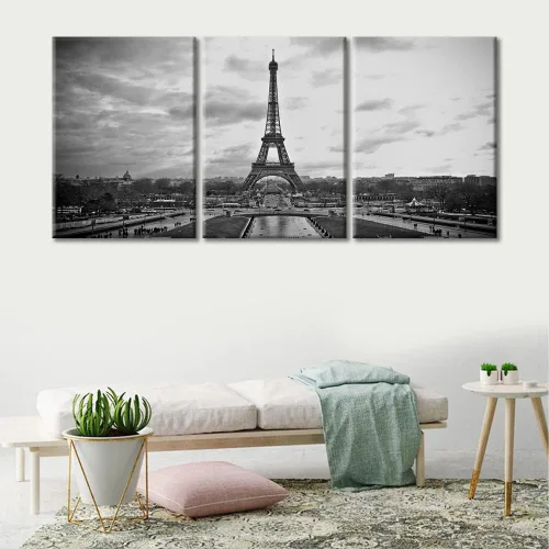 Vista 33 de TUMOVO Cuadros de la ciudad de Nueva York, arte de pared en blanco y negro, 3 paneles, rascacielos del centro de América, impresiones artísticas