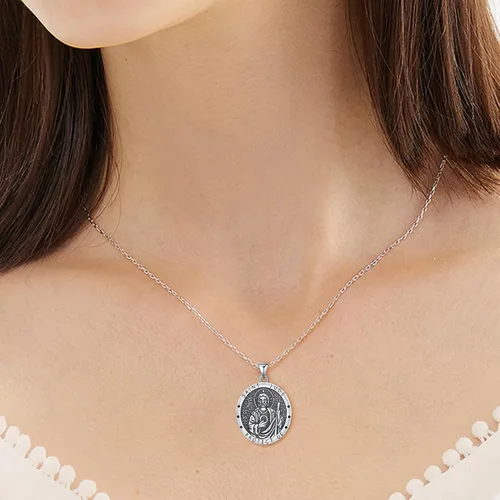 Vista 2 de HELORET Collar de San Amuleto Medalla Serie St Medallas Joyas para Mujeres Hombres Collar Católico Regalo Protegernos