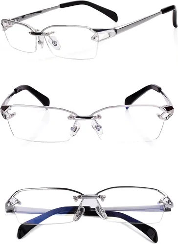 Vista 2 de Agstum - Gafas de titanio de lujo con montura de lentes transparentes