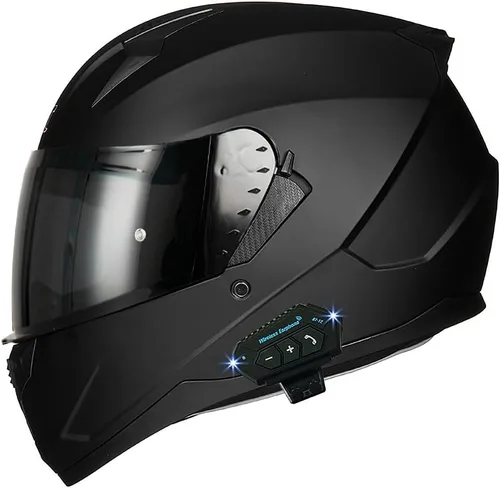 Vista 12 de Casco de motocicleta Bluetooth antivaho, doble visera, abatible, casco de moto de cara completa, aprobado por DOT, altavoz dual integrado