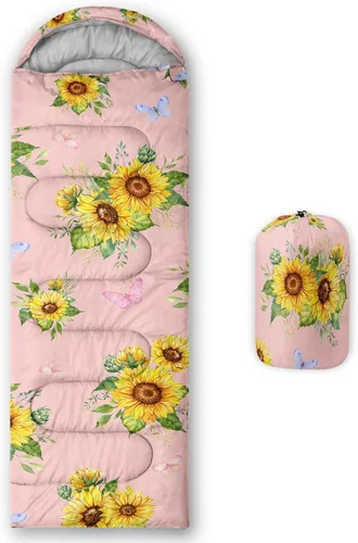 Vista 23 de Saco de dormir para adultos y niños, saco de dormir para mochileros, camping, para niñas, niños, ligero, impermeable, para clima frío y cálido, saco