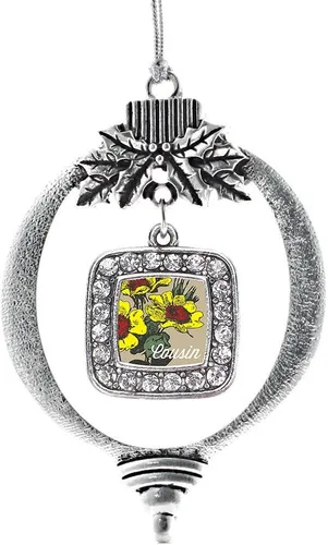 Vista 120 de Inspired Silver - Bon Voyage Cruise Ship Charm Ornamento – Adornos navideños cuadrados de plata con joyas de circonita cúbica