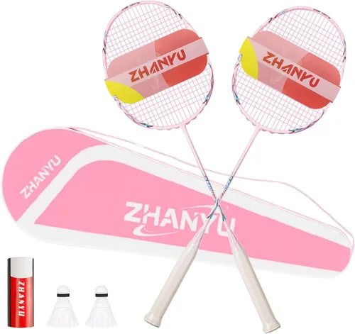Vista 10 de Raquetas de bádminton, juego de raquetas de bádminton, ofensivas y defensivas, raqueta de entrenamiento profesional ultraligera de carbono compuesto