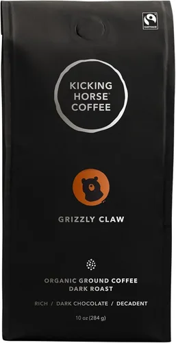 Vista 3 de Kicking Horse Coffee, Grizzly Claw, Café de tueste oscuro, molido, 10 oz - Orgánico certificado, Comercio justo, Café kosher