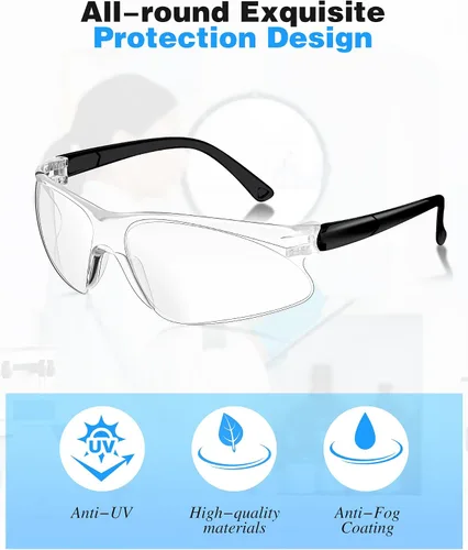 Vista 3 de Xuhal 100 pares de gafas de seguridad a granel transparentes protección ocular Ansi Z87.1 protección sobre gafas