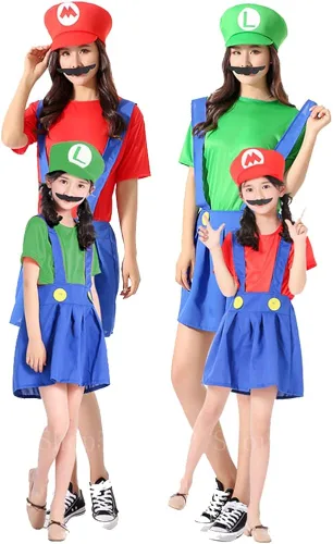 Vista 7 de VISVIC Disfraz de Super Brothers para Halloween, cosplay, clásico, unisex, para hombres, mujeres, adultos, niños y adolescentes