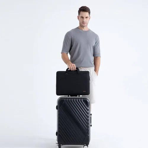 Vista 6 de DOMISO Bolsa mensajero de hombro tote para laptop de 14 pulgadas para mujeres y hombres, bolsa de computadora para viajes de negocios y trabajo