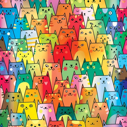 Vista 5 de RoseArt - Rose - Lindos gatos coloridos - Rompecabezas de 1000 piezas para adultos
