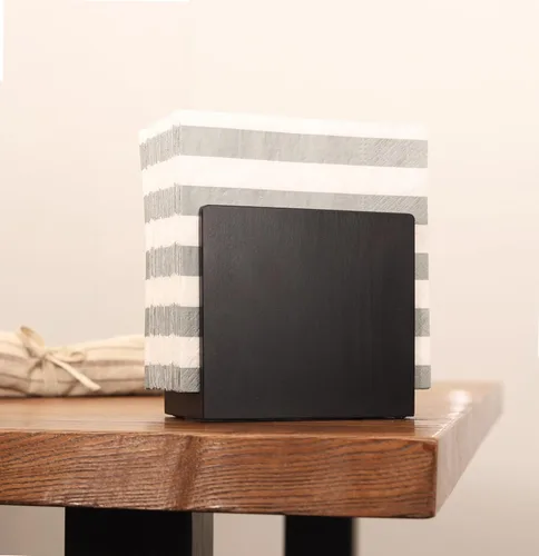Vista 6 de Servilletero para mesa – Servilleteros de madera de granja, negro simple vertical vertical mesa de comedor dispensador de servilletas de cóctel