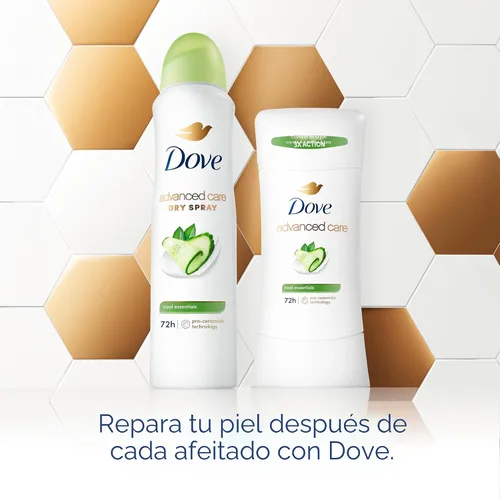 Vista 6 de Dove Advanced Care Anti Deo Stick Cool Essentials Pack de 12 para ayudar a la reparación de la barrera cutánea después del afeitado, control