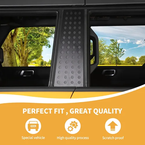 Vista 4 de RAZPOY Cubierta para panel de poste de pilar Bronco B, calcomanía para ventana de puerta trasera compatible con Ford Bronco 2021 2022, accesorios