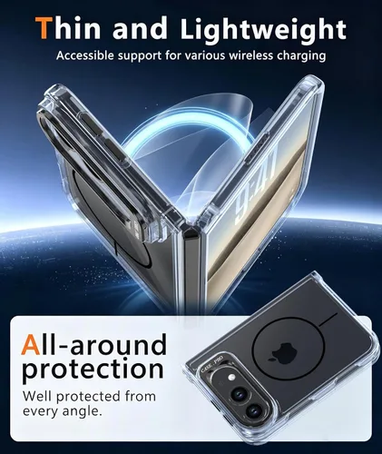 Vista 2 de Funda magnética para iPhone Duo, transparente, negra Negro